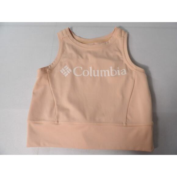 Columbia Crop Top Sz Large Omni-Wick Peach Color Spellout Logo Sleeveless - Picture 2 of 14